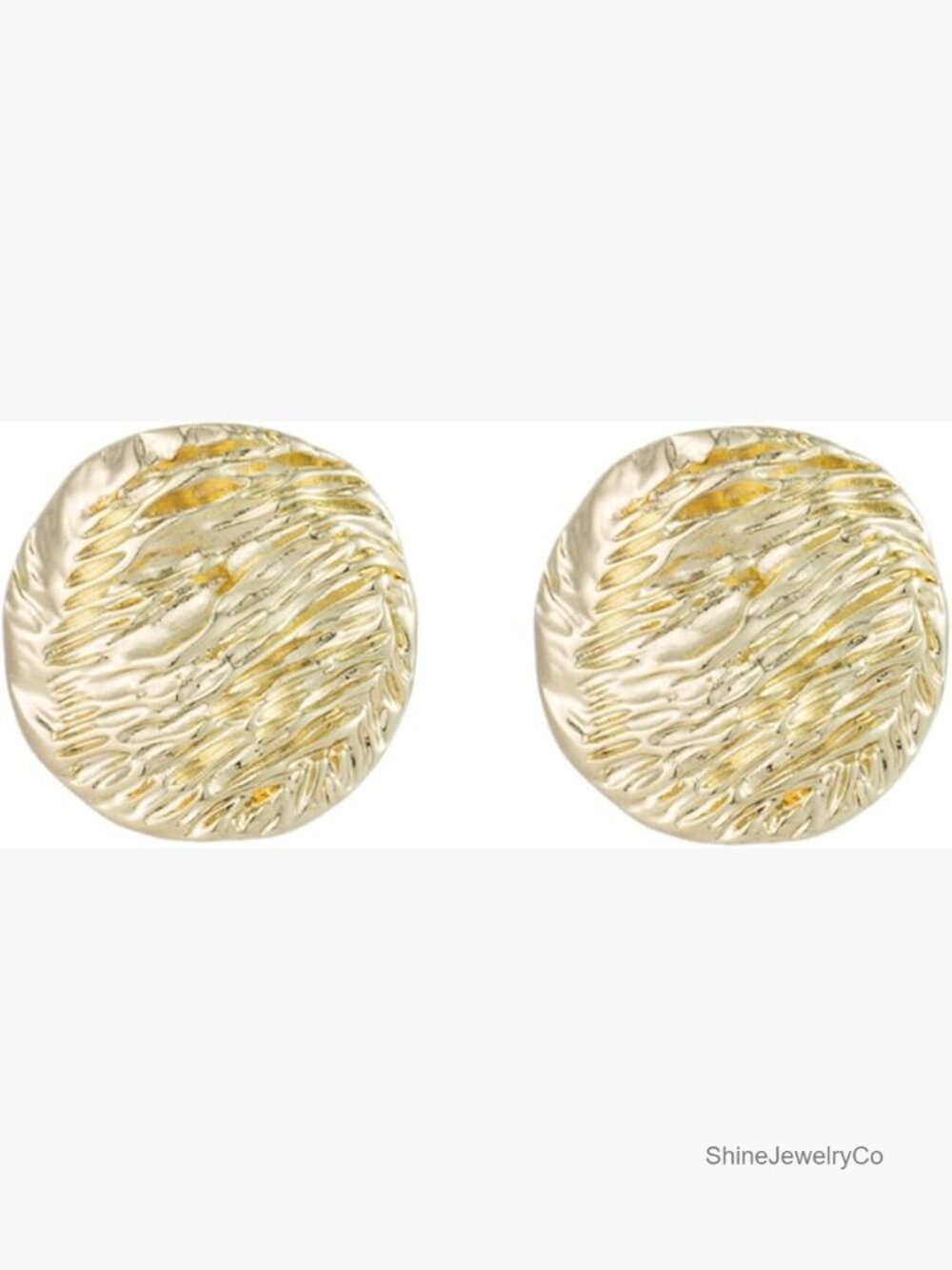 Round Coin Stud Earrings, Disc Button Ear Studs for Women